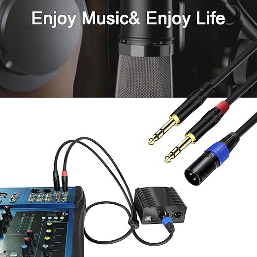 Jozzai 2Pack 6.35mm Dual TRS to XLR Male Cable for Microphone, Mixer, Amplifier, 1.5 FT, 1/4 TRS to XLR Audio Cable, Y Splitter Patch Cord, 3-Pinxlr to Dual 1/4 Male Converter Adapter Cable