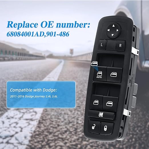 Wuangki Master Power Window Control Switch | Front Driver Side | 13+8 Pins | Compatible with 2011-2016 Journey | OE 68084001AD | Window Buttons
