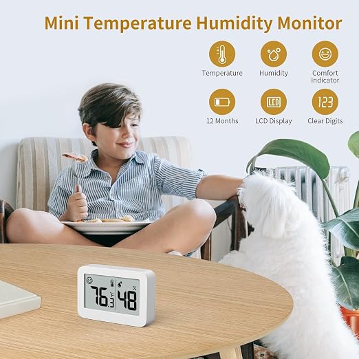 DOOMAY 2-Pack Mini Hygrometer Indoor Thermometer, Humidity Gauge - Image 2