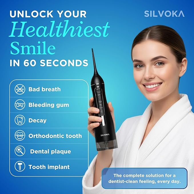Water Flosser for Teeth, Cordless Oral Irrigator, Portable Dental Flosser with 300ML Tank, 4 Cleaning Modes, IPX7 Waterproof, Rechargeable Water Floss Pick for Braces, Gum Care & Travel