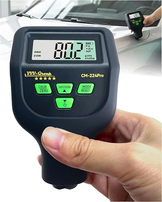 Paint Thickness Gauge CM-224Pro 2026 | Coating Thickness Meter Fe/Al/Zn | Auto Paint Depth Gauge Car Tester with High-Precision Probe, Multi-Unit Display & Auto Calibration