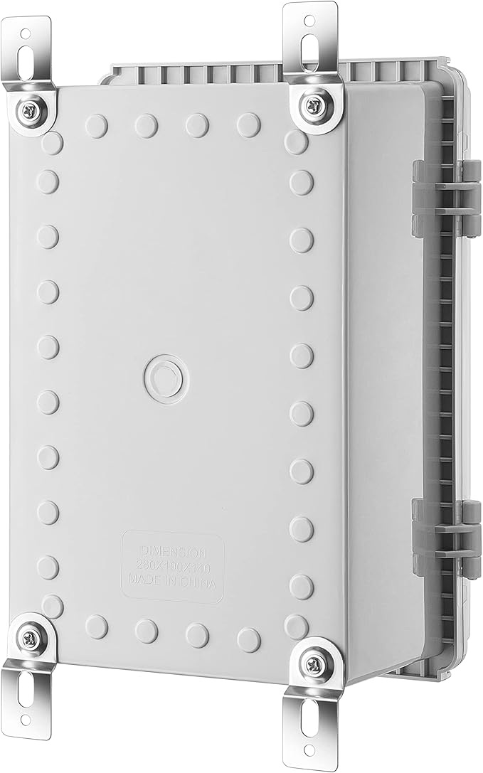 Gratury Junction Box, IP67 Waterproof Plastic Enclosure for Electrical Project, Hinged Grey Cover, Includes Mounting Plate and Wall Bracket (Grey Cover, 11.4"×7.5"×5.5")
