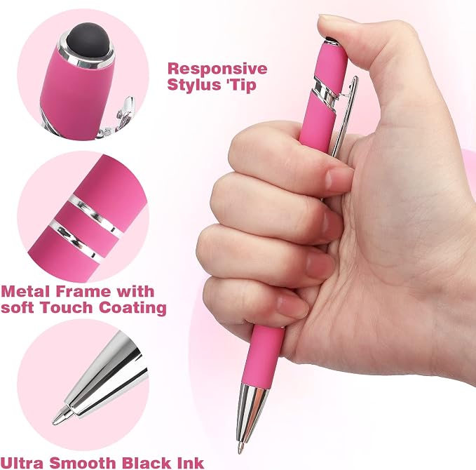 Bribobo 8 Pack Ballpoint Pen 2-in-1 Stylus Retractable Ballpoint Pen - Image 2