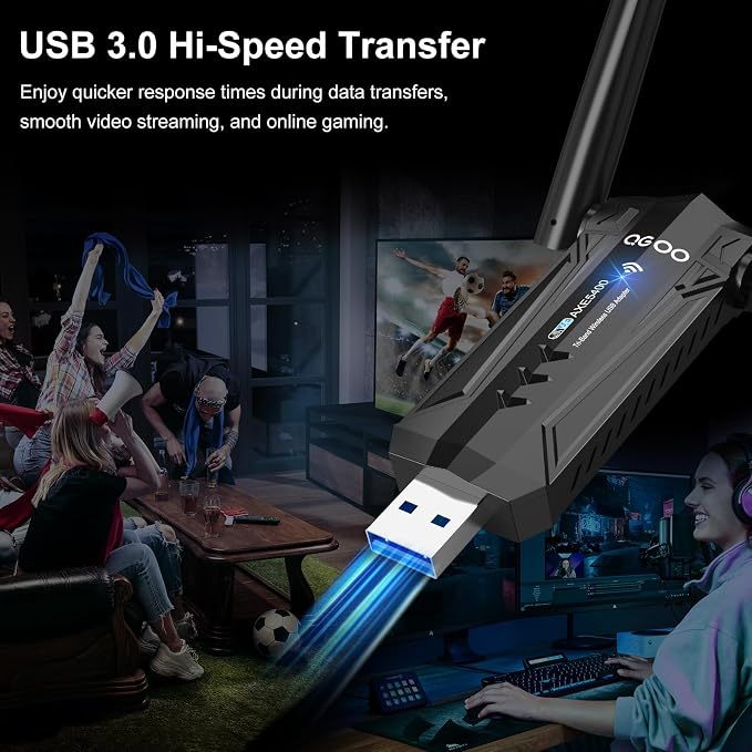 USB 3.0 WiFi 6E Adapter for Desktop PC, QGOO Tri-Band Axe 5400 Wireless Network - Image 2