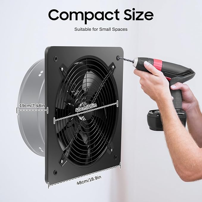 18 inch Portable Exhaust Fan, 300W Wall Mounted Vent Fans Ventilating Fan, Ventilation Blower for Garage Shops Kitchen Bathroom Ceiling Attic Fans Household Window Basement Ventilation Fan,4700CMF
