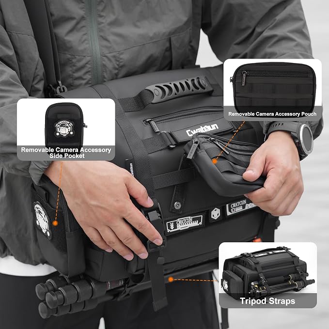 Cwatcun Camera Sling Bag, Waterproof Multifunction Photography Tactica Camera - Image 4