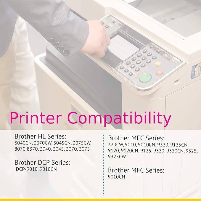 CS Replacement Toner Cartridge Compatible with Brother TN-210 TN210BK TN210C TN210M TN210Y DCP-9010CN HL-3040CN 3045CN 3075CW 8370 3070 MFC-9010CN 9125CN 9325CW 9320CW 4 Color Set