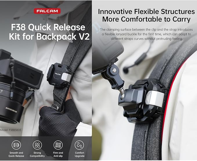 FALCAM F38 Quick Release Backpack Clip V2, Camera Strap Mount - Image 3