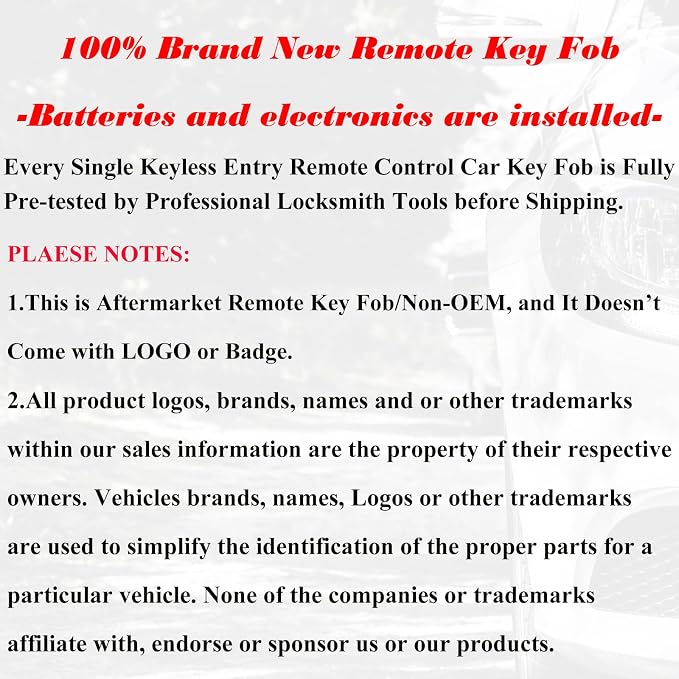 SUPALAND Keyless Entry Remote Control Key Fob Replacement Fits - Image 6