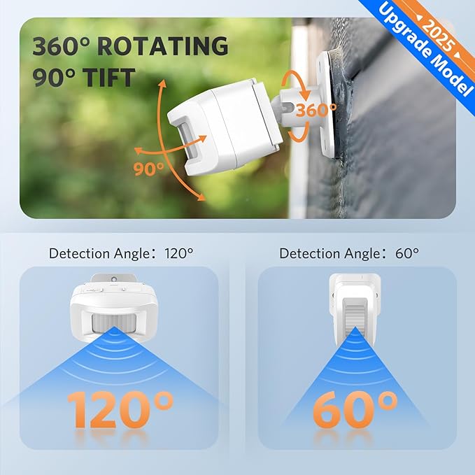 Driveway Alarm Motion Sensor - Driveway Alarms Wireless Outside Weatherproof Motion Detector Presence Outdoor Detector Door Home Security System Gate Mailbox Alert 1 Receiver and 2 Sensors