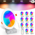 Smart Recessed Lighting 6 Inch, RGBCW Color Changing Canless Recessed Ceiling Lights, Dimmable Retrofit Downlight Compatible with Alexa, Siri, Google Voice & App Control with Junction Box, 12Pack