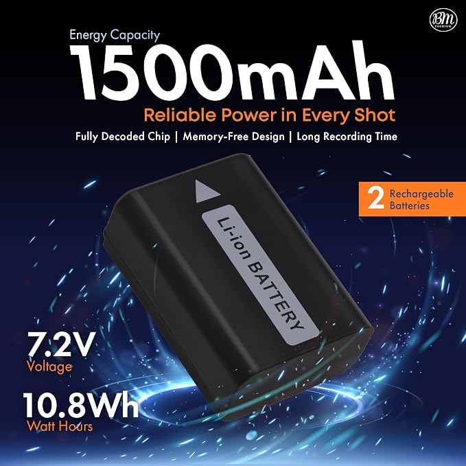 BM Premium 2 NP-FW50 Batteries 1500mAh and Fast Dual Bay Charger - Image 3