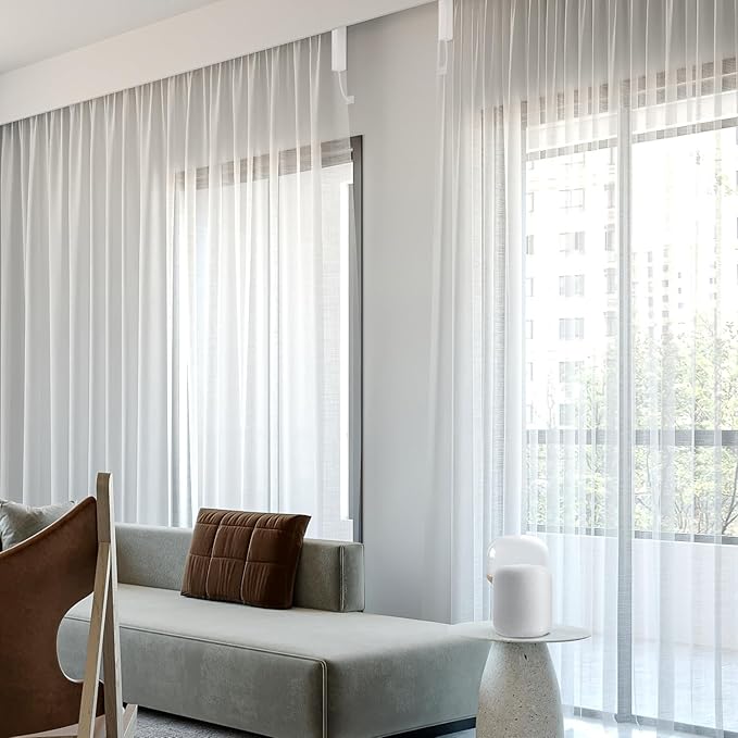 SmartWings Automatic Curtain Opener with Drapery, Motorized Vertical Blinds with Remote, Electric Closet Doors Sliding Panels Compatible with Alexa Google Homekit, Sheer Colorful Radiance