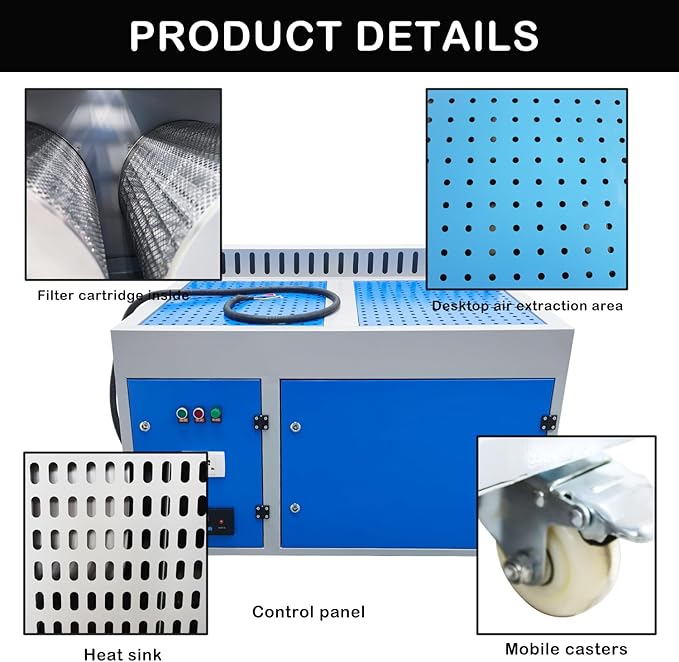 HayWHNKN Metal Working Downdraft Table Dust Collector Vacuum Welding Multi-stage Purification Dust Collector for Grinding Polishing Dusting Welding 31.5''*47.2'' 220V
