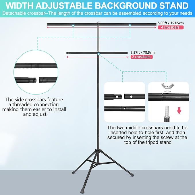 Black Backdrop Background with Stand - Image 5