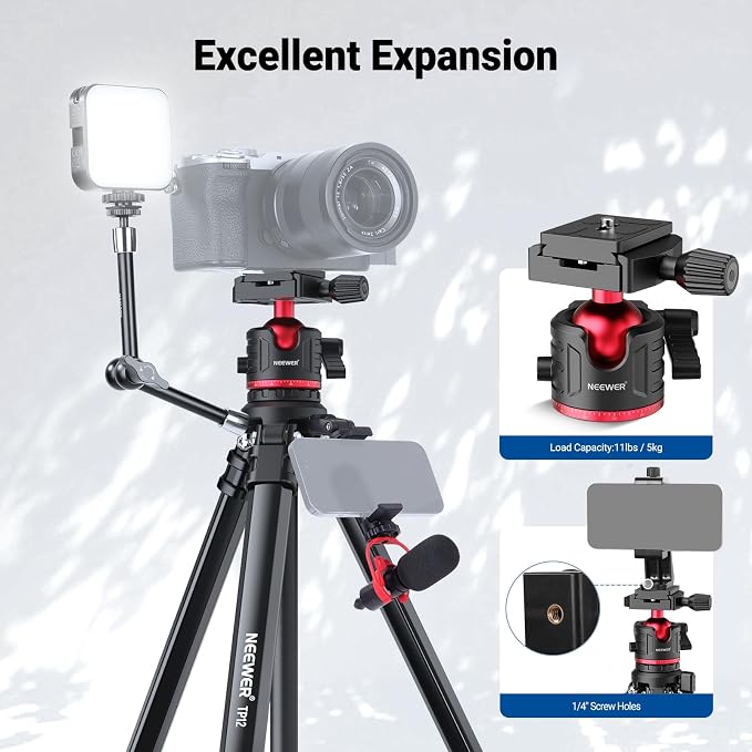 NEEWER Basics 66.5"/169 cm Travel Tripod - Image 5
