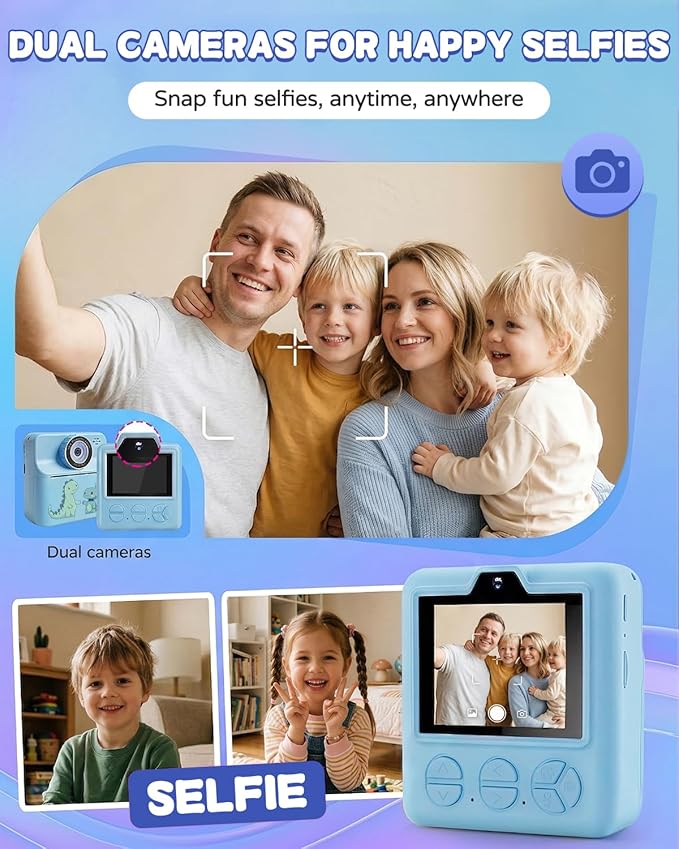 Kids Camera Instant Print with Carrying Case, Digital Selfie Camera with 6 - Image 5