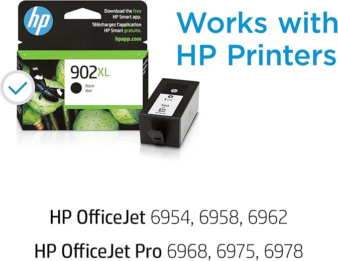 HP 902XL Black High-Yield Ink Cartridge Printers | Works with Printer Series: OfficeJet 6954, 6958, 6962, OfficeJet Pro 6968, 6975, 6978 | Eligible for Instant Ink | T6M14AN
