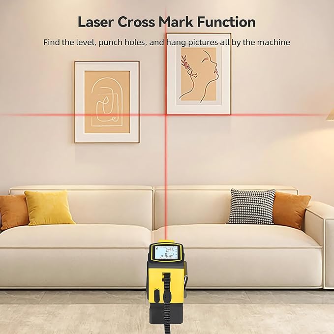 4-in-1 Digital Laser Tape Measure, 16FT Measuring Tape, 328ft Laser Distance Meter, Cross-Line Laser Ruler, Rechargeable, 3000 Uses/Charge, for DIY & Construction