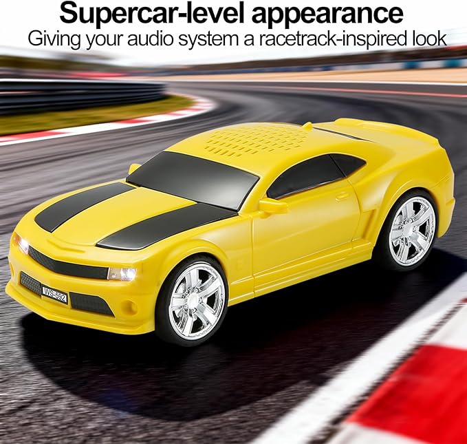 WSTER Classic Sports Car Model Bluetooth Speaker, Portable Wireless Outdoor Speaker with HD Sound, TWS Pairing, Truck Bluetooth Speaker, Parties & Home Audio (Yellow)