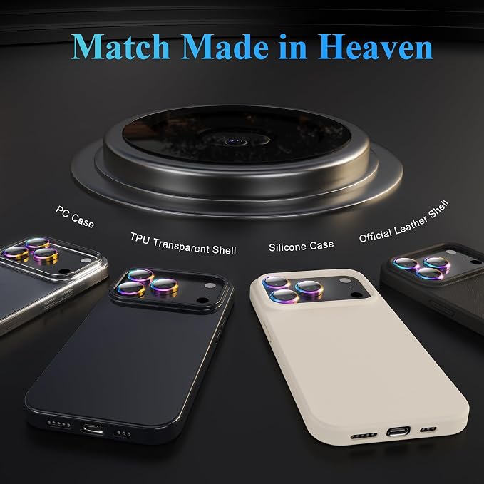 YWXTW Camera Lens Protector for iPhone 17 Pro/iPhone 17 Pro Max, Tempered Glass - Image 6