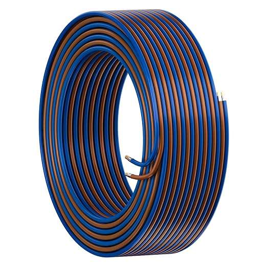 HiFind 16/2 Gauge AWG Car Audio Speaker Wire Cable 30 Ft, Professional Shielded OFC Zipper Wire, Transparent Soft PVC for Automotive Stereo HiFi Home Theater System, Subwoofer, Blue+ Brown