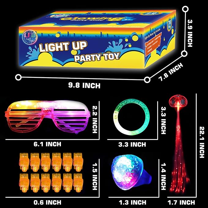 78PCs LED Light Up Toy Party Favors/Supplies Bulk Glow In The Dark - Image 4
