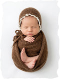 Newborn Photography Props Wraps & Ruffle Edge Bonnet by CHICODISE