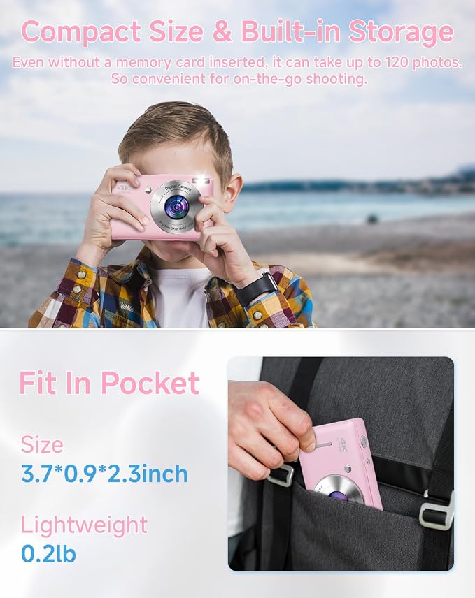Digital Camera for Kids, FHD 1080P 44MP Point and Shoot Digital Camera - Image 7
