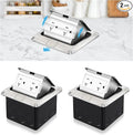Vagueior Recessed Floor Electrical Outlet Kit,Waterproof Electrical Outlet Covcer Box,Hidden 20A Tamper-Resistant Receptacle Outlet with Slow Elastic Damping，ETL Certified,Stainless Steel (2 Pack)