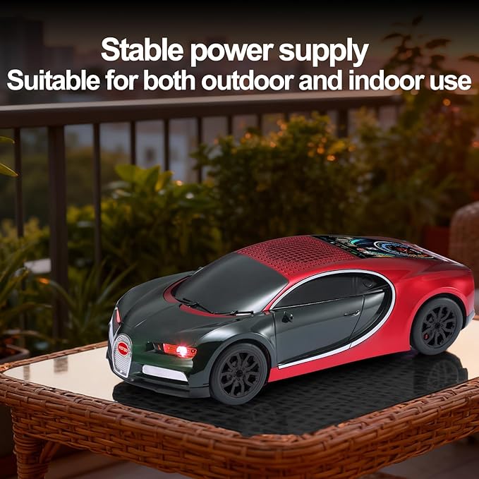 WSTER Luxury Sports Car Model Bluetooth Speaker with HD Sound, TWS Stereo Pairing, Display Screen, Built-in Microphone, Unique Bluetooth Car Speaker for Home, Party, Outdoor & Beach (Red)