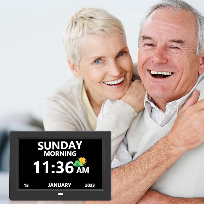 LXBYJKJ 10 Inch Digital Clock with Day and Date for Elderly Alzheimer's Clock Customizable Alarms 3 Display Modes Large Font Alarm Clock for Seniors Auto DST