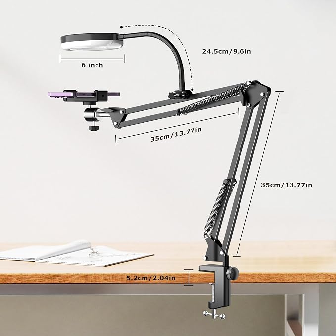 Overhead Camera Mount with Ring Light, Flexible Articulating Phone Arm Stand - Image 6