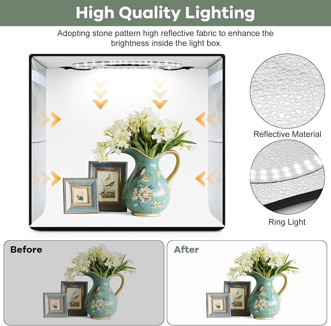 Lightdow 16"x16"x12" Photo Studio Light Box Photography - Image 6