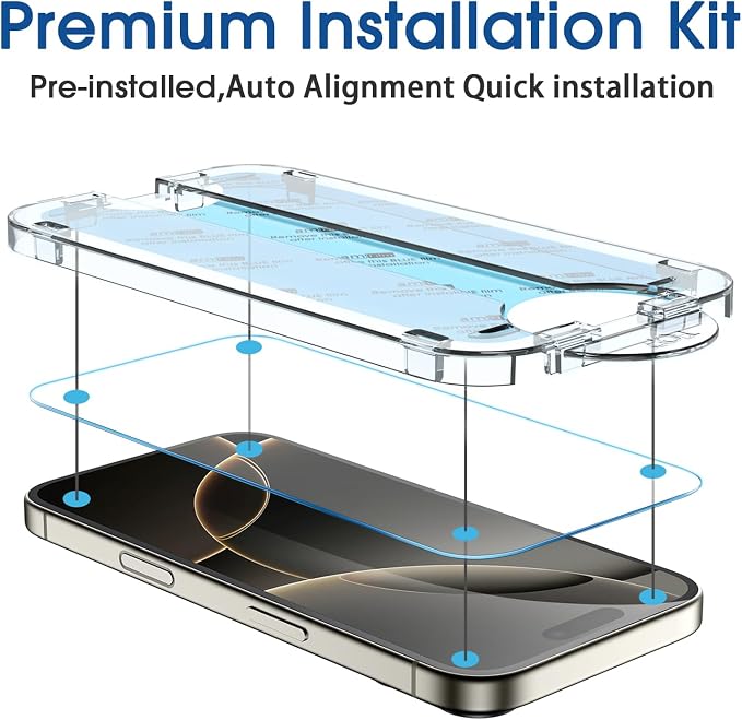 amFilm Auto-Alignment OneTouch for iPhone 16 Pro Screen Protector + Camera Lens - Image 3