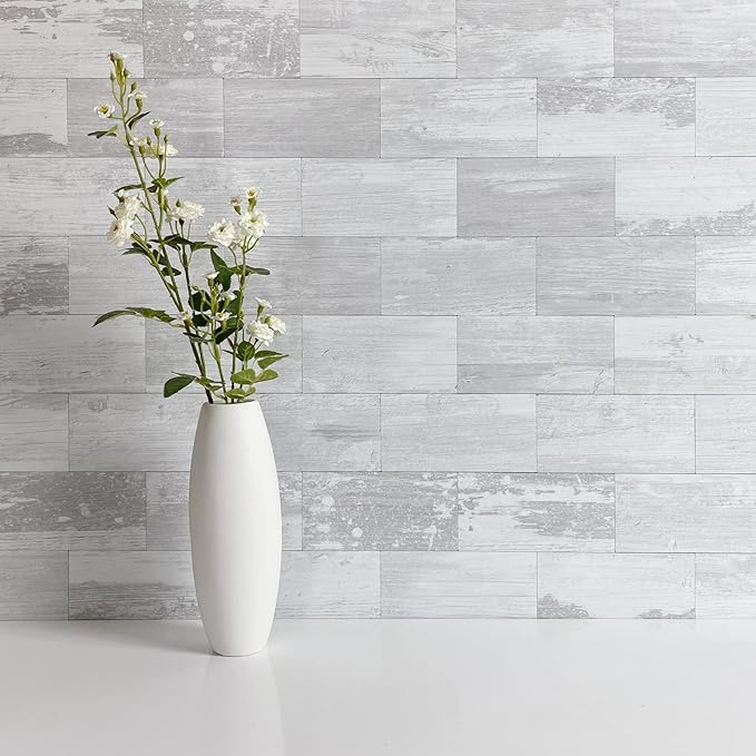 AULIGET Peel and Stick Backsplash PVC Tile, 3 Inch x 6 Inch White Birch Stick on Wall Tiles for Backsplash Kitchen, Bathroom, Laundry Room, Camper, Fireplace