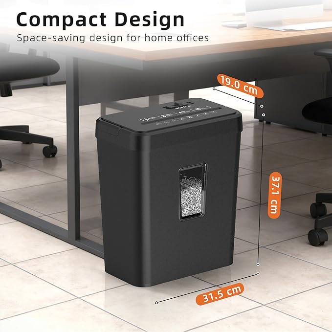 8-Sheet Cross Cut Paper Shredder P-4 Security with 4.2 Gal Bin & Portable Handle, Credit Card/Staple/Clip Shredder for Home Office Use