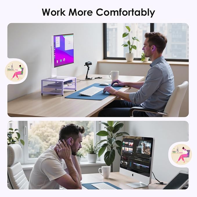 ECOLOVI 2-Tier Computer Monitor Stand Riser, Desk Organizer - Image 6