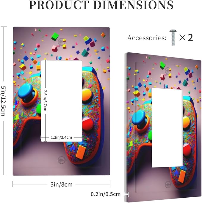 Bvtewkhz Videos Game Controller 1 Gang Single Rocker Decorative Light Switch Covers Electrical Faceplate Switchplates for Bathroom Kitchen Home