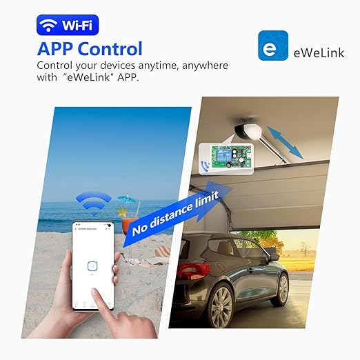DieseRC 4x1 Channel WiFi Smart Switch with 1x Bluetooth Transmitter, DC 5V 12V 24V Passive Output Relay Module Ewelink APP WiFi Control Compatible with Alexa/Google Home, Inching/Self-Locking Switch