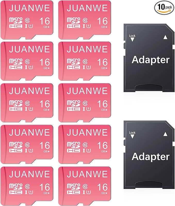 JUANWE 16GB Micro SD Card 10 Pack microSDHC Memory Card by JUANWE