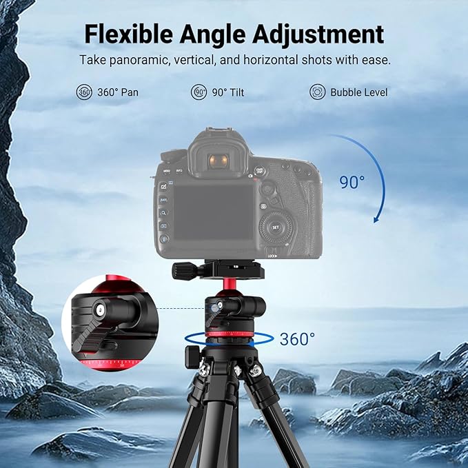 NEEWER Basics 66.5"/169 cm Travel Tripod - Image 6