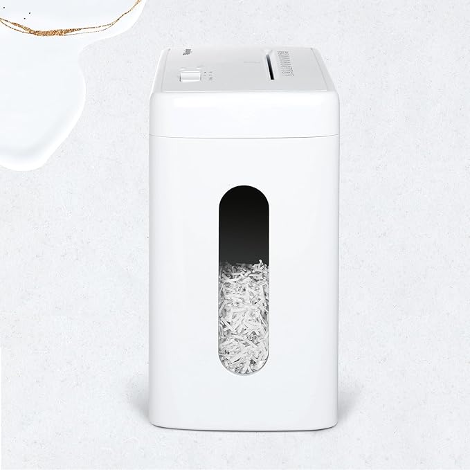 Low Noise 40dB Paper Shredder for Home, 10-Sheet Cross Cut, CD/Credit Card Shredder, 2.6 Gallons Wastebasket, P-4 High Security, White