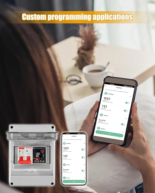 Smart Energy Monitor Box, 63A Circuit Breaker Power Consumption Monitoring with App & Voice Control, Timer Function, Overload Protection for Home Electrical Systems, AC100-250V