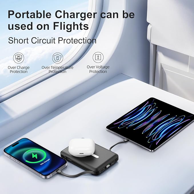 for Magsafe Portable Charger - 10000mAh Battery Pack for Magsafe with USB-C Cable and PD 20W USB C Fast Charging LED Display, Magnetic Wireless Power Bank for iPhone 17/16/15/14/13/12/Pro/Pro Max