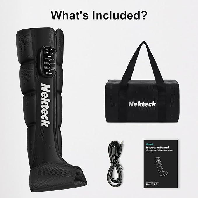 Nekteck Cordless Leg Compression Massager, FSA Eligible Massage Tools for Circulation and Pain Relief, Rechargeable Portable Full Leg Boots, Gifts for Mom Dad Men Women, HSA Eligible, Single Unit