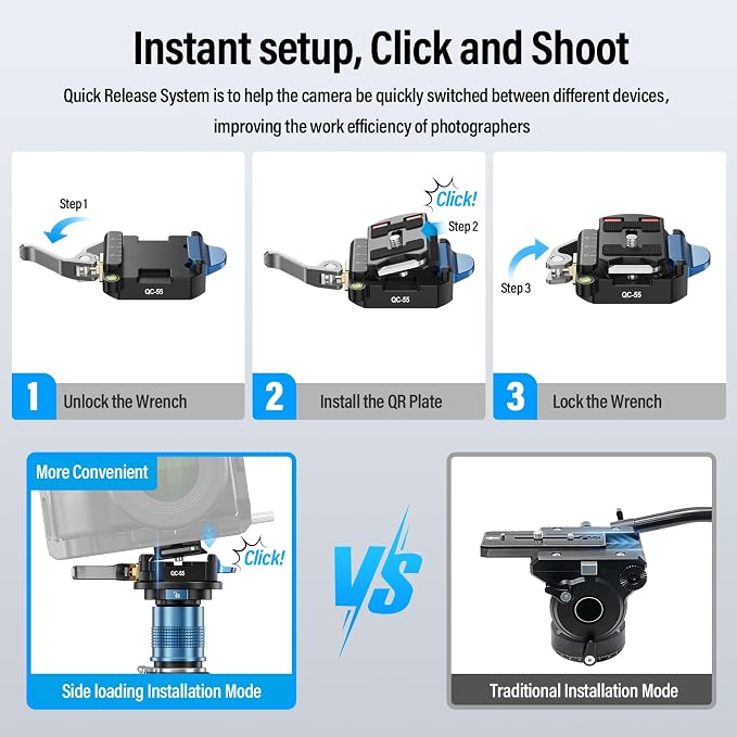 SIRUI 55mm Quick Release Plate and Clamp Base Kit, Camera Mount Adapter - Image 4