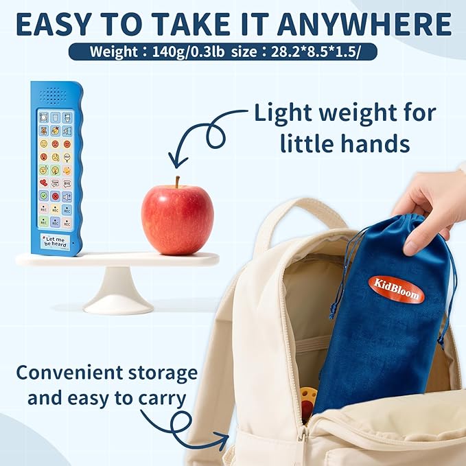 KidBloom AAC Device for Autism, Communication Device for Nonverbal Kids with 6 Programmable Buttons & Adjustable Volume, Sensory Toys for Autistic Kids Ages 3-7