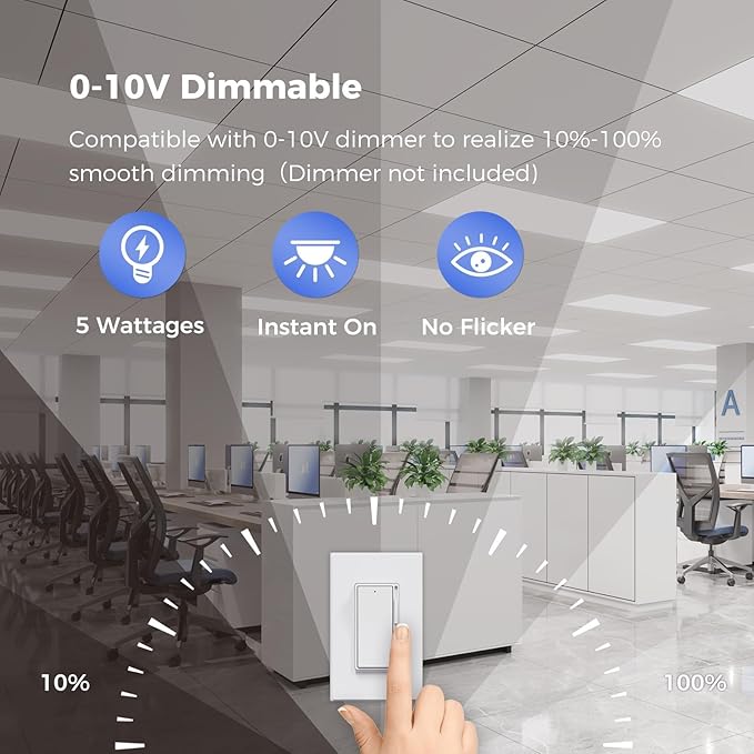Aphyni 18 Pack 2x4 LED Flat Panel Light, Bright 9100LM Flush Mount Office Kitchen Ceiling Light Fixtures,Dimmable,Selectable 5 CCT 3000K/4000K/5000K/5700K/6500K, 5 Wattages 30W/40W/50W/60W/70W