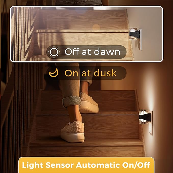 L LOHAS LED Night Light, Modern Night Lights Plug into Wall,2 Pack 3000K/4000k/5000K Adjustable Color Temperature Night Light,Dimmable Nightlights with Dusk to Dawn Sensor for Rooms Bathroom Hallway